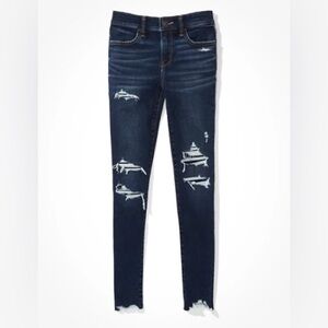 American Eagle Patched Low Rise Jegging Dark Blue Women’s Size 12 Short